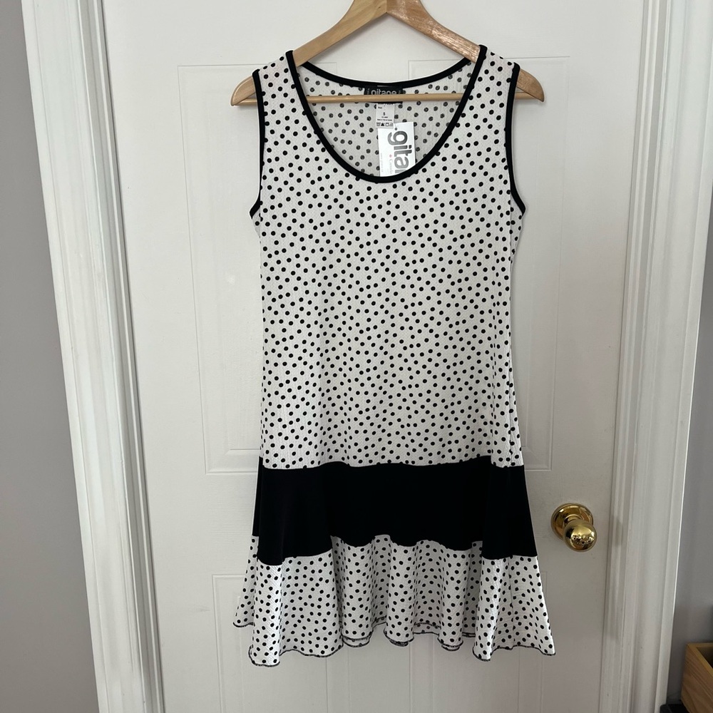 6- Black and White Polka Dot Midi Dress